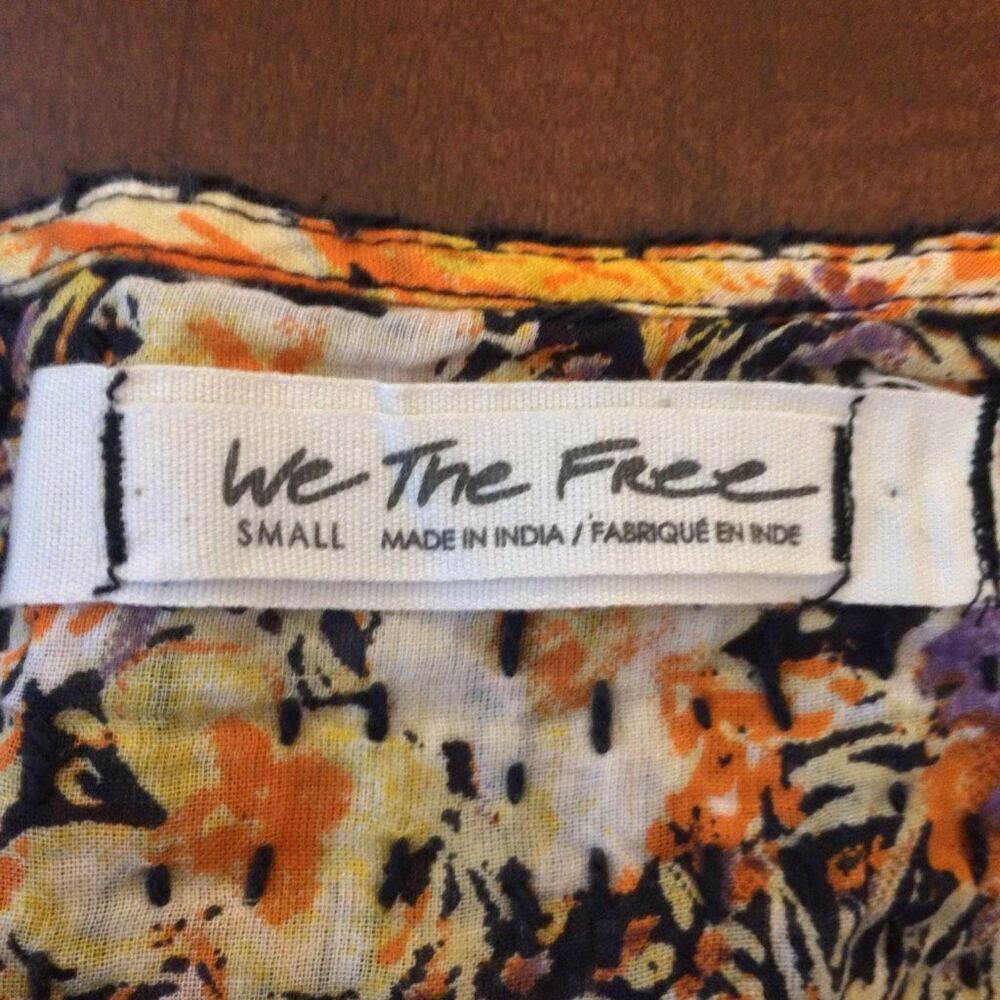 We The Free Cool Meadow Printed Top blouse Free People oversized small 100% cott - Picture 6 of 7